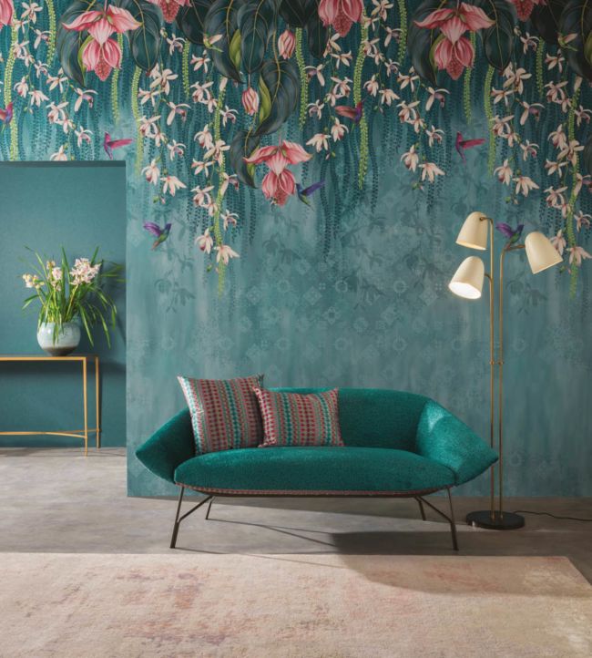 Trailing Orchid Wallpaper - Grey / Lemon - Osborne & Little - W7334-02 - Premier Wallcovering