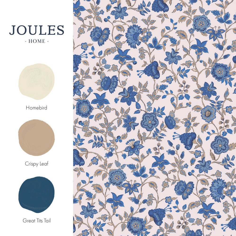 Trailing Scot Wallpaper - Cream & Blue - Joules - 128932 - Premier Wallcovering