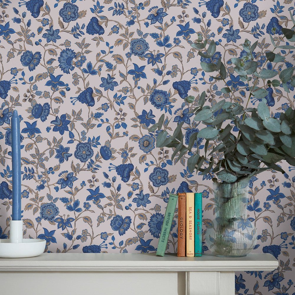 Trailing Scot Wallpaper - Cream & Blue - Joules - 128932 - Premier Wallcovering
