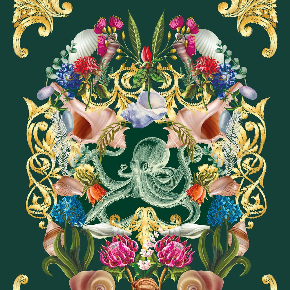 Treasure Chest Wallpaper - Emerald Green - Lust Home - LH900466 - Premier Wallcovering