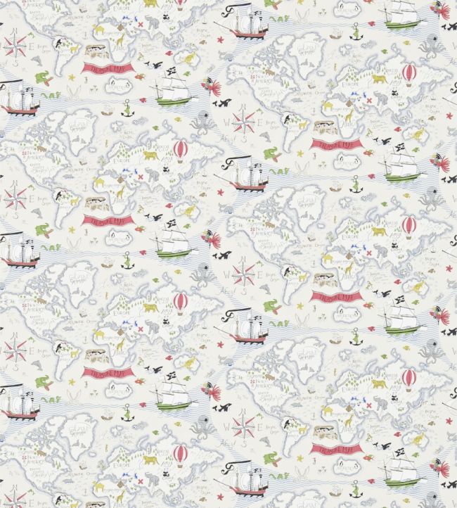Treasure Map Wallpaper - Vanilla/Multi - DLIT214040 - Sanderson - Premier Wallcovering