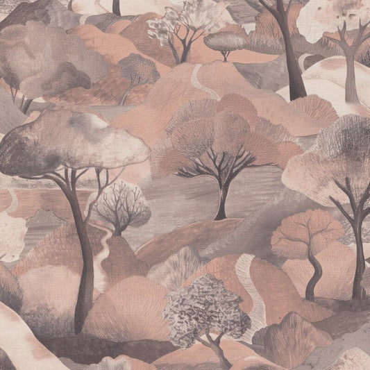 Tree Landscape Wallpaper - Beige - Erismann - 10433 - 32 - Premier Wallcovering