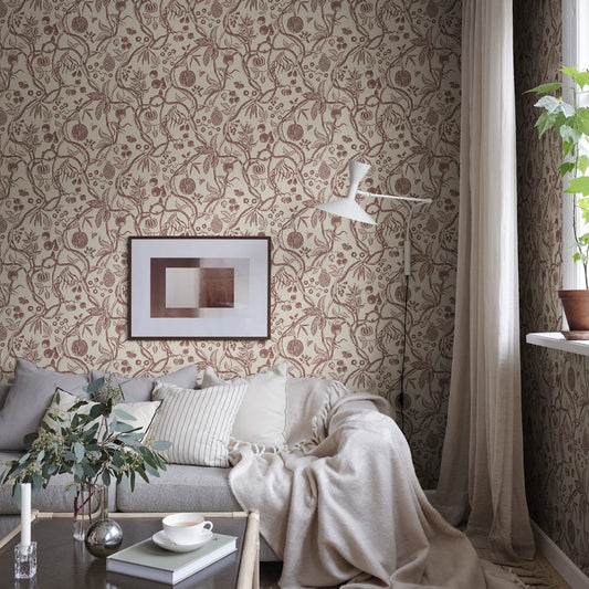 Tree of Life Wallpaper - Burgundy - Sandberg - S10614 - Premier Wallcovering