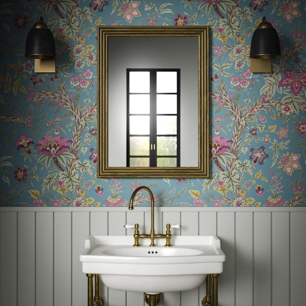 Tree Of Life Wallpaper - Teal - Warner House - Premier Wallcovering