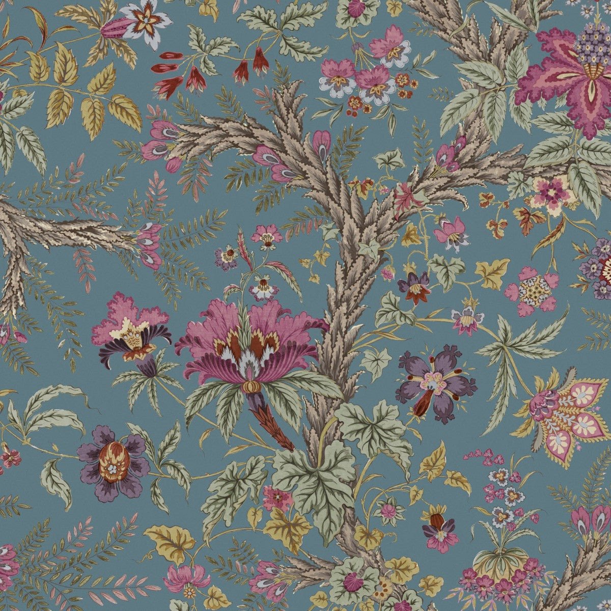 Tree Of Life Wallpaper - Teal - Warner House - Premier Wallcovering