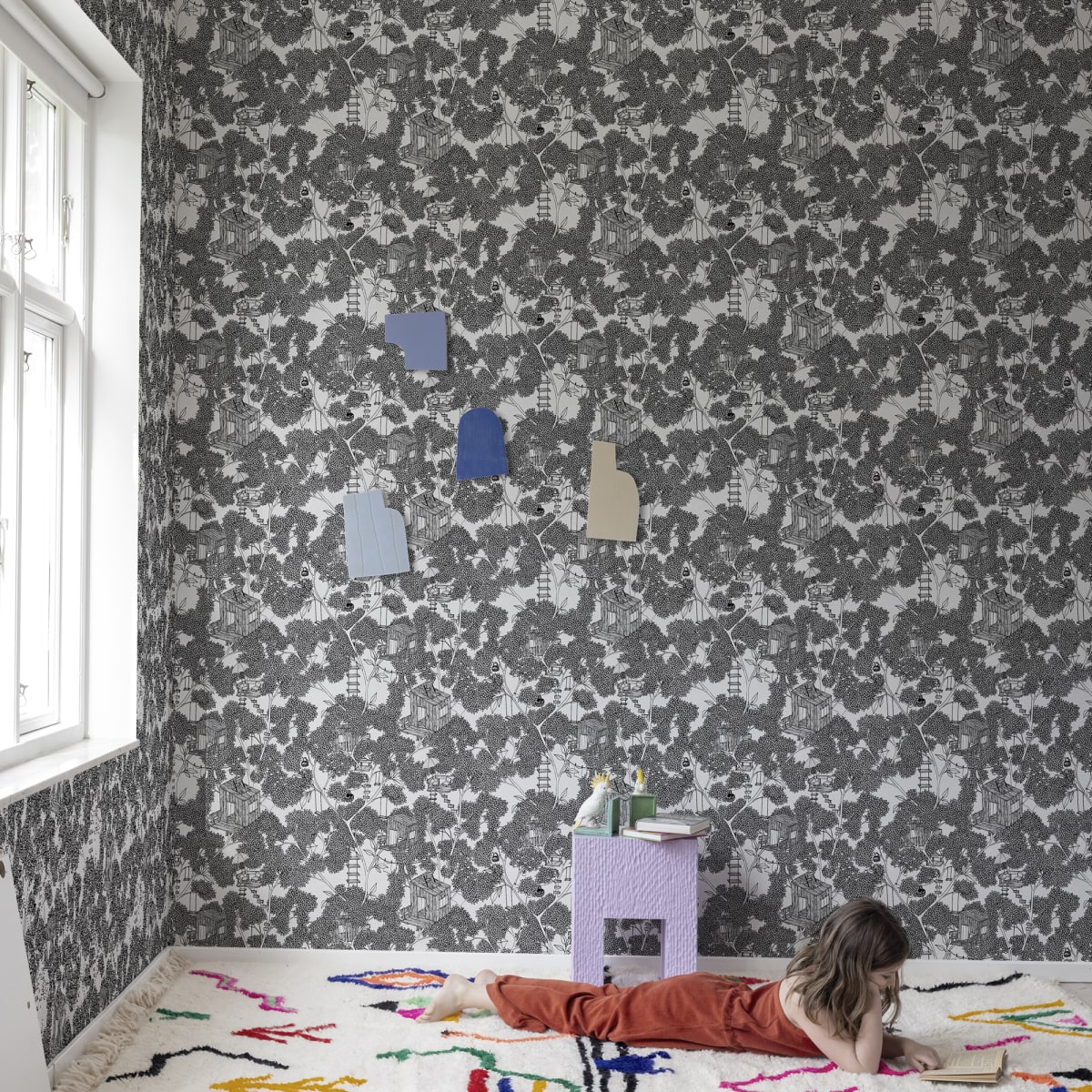 Treehouse Wallpaper - Graphite - Rebel Walls - R18011 - Premier Wallcovering