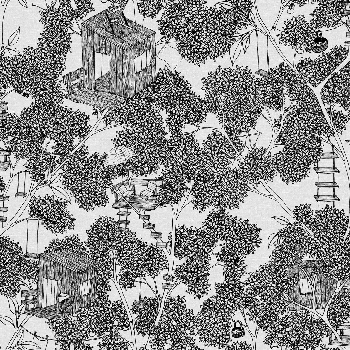 Treehouse Wallpaper - Graphite - Rebel Walls - R18011 - Premier Wallcovering