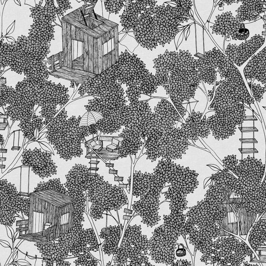 Treehouse Wallpaper - Graphite - Rebel Walls - R18011 - Premier Wallcovering