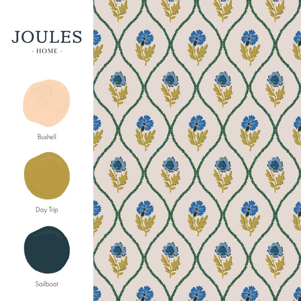 Trellis Floral Wallpaper - Cream Gold - Joules - 120876 - Premier Wallcovering