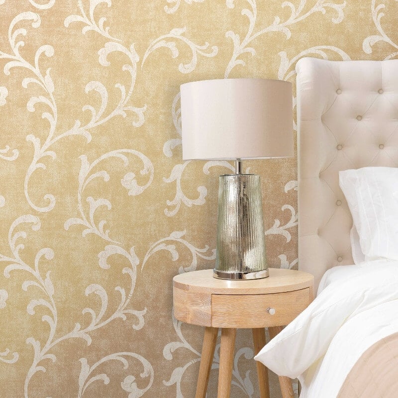 Trellis Scroll Wallpaper - Dark Gold - SK Filson - DE41846 - Premier Wallcovering