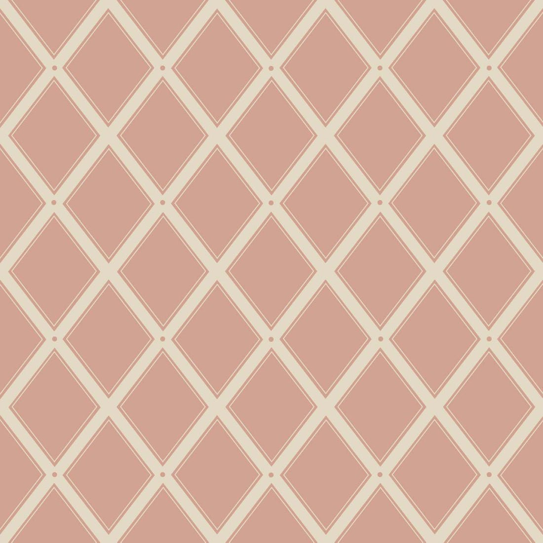 Trellis Wallpaper - Dusty Red - Summer Gray - Premier Wallcovering