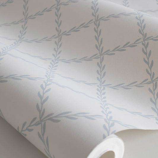 Trellis Wallpaper - Misty Blue - Sandberg - S10303 - Premier Wallcovering