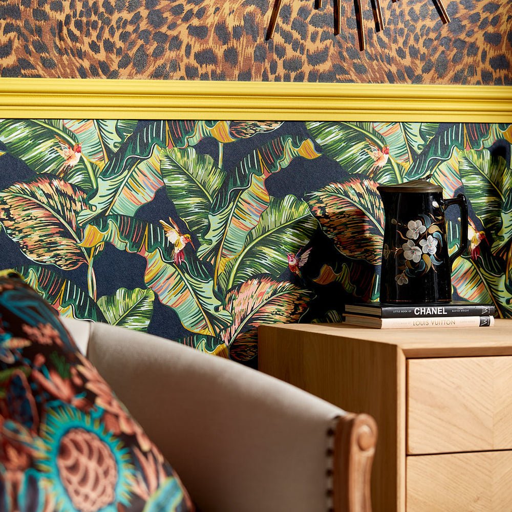 Tropic Like It's Hot Wallpaper - Indigo Blue & Tropical Green - Lust Home - LH900196 - Premier Wallcovering