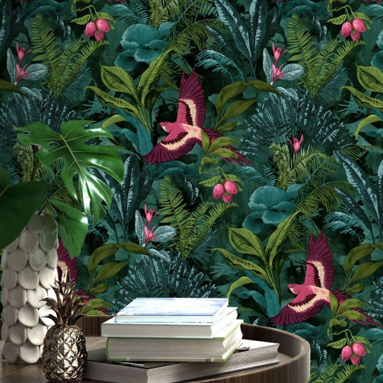 Tropical Bird Portfolio Wallpaper - Multi - Rasch - 214727 - Premier Wallcovering