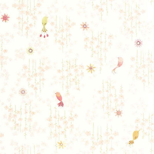 Tropical Birds Once Upon A Time Wallpaper - Rose Blush - Casadeco - 200784343 - Premier Wallcovering