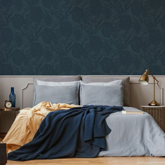 Tropical Leaf Wallpaper - Palm Blue - Superfresco Easy - 105976 - Premier Wallcovering