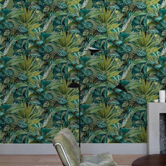 Tropical Vista Wallpaper - Green - Grandeco - WL2001 - Premier Wallcovering