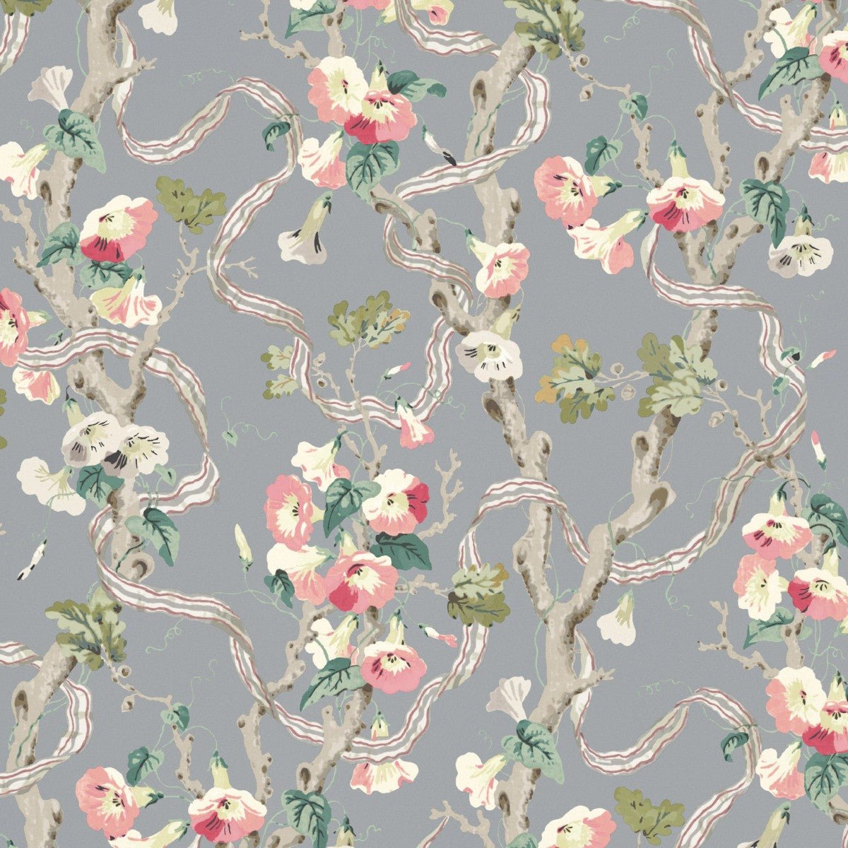 Trumpet Vine Wallpaper - Grey - Warner House - Premier Wallcovering