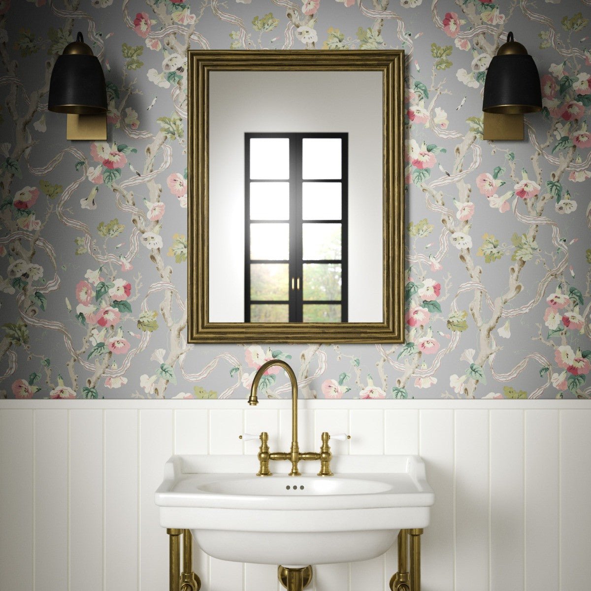 Trumpet Vine Wallpaper - Grey - Warner House - Premier Wallcovering