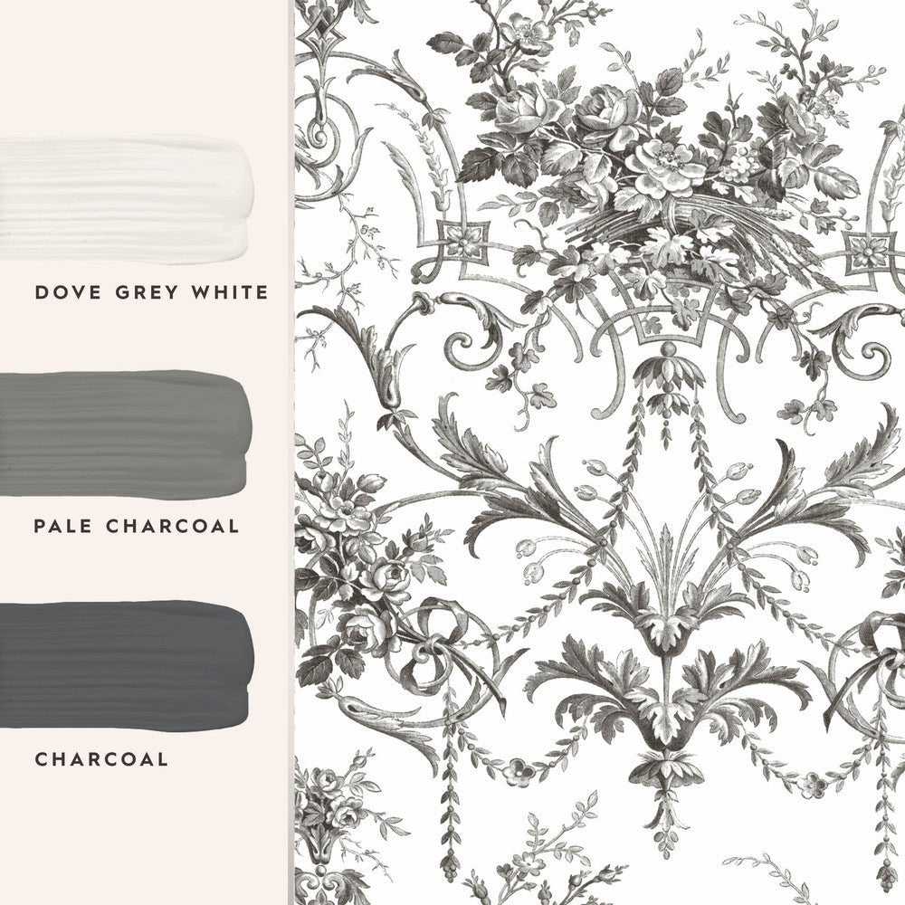 Tuileries Wallpaper - Charcoal Grey - Laura Ashley - 122768 - Premier Wallcovering