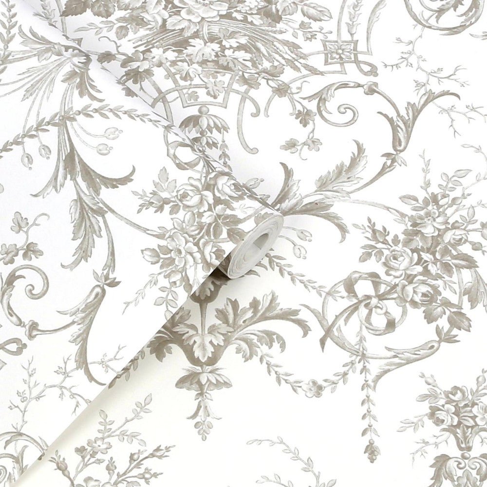 Tuileries Wallpaper - Dark Dove Grey - Laura Ashley - 130111 - Premier Wallcovering