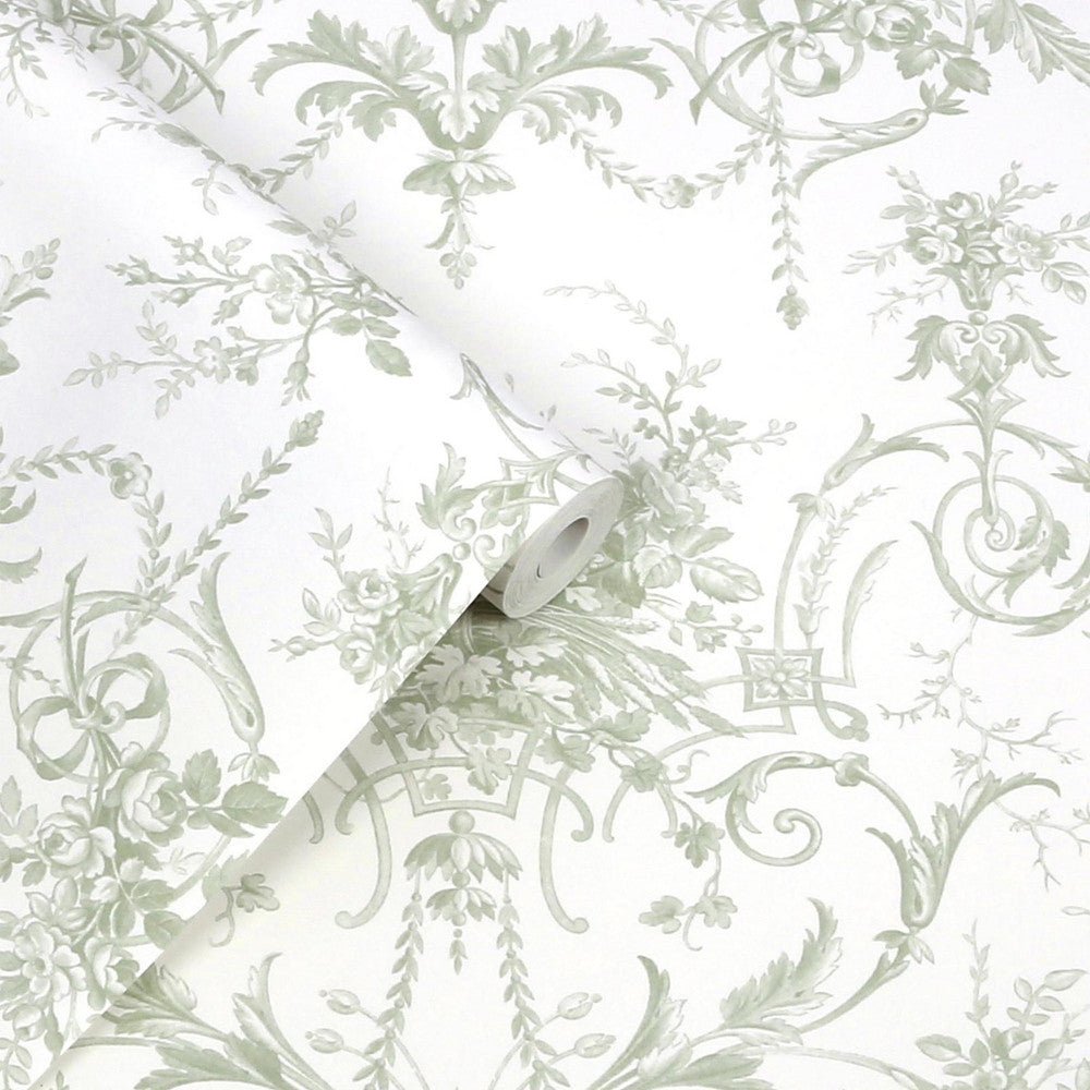Tuileries Wallpaper - Sage Green - Laura Ashley - 130112 - Premier Wallcovering