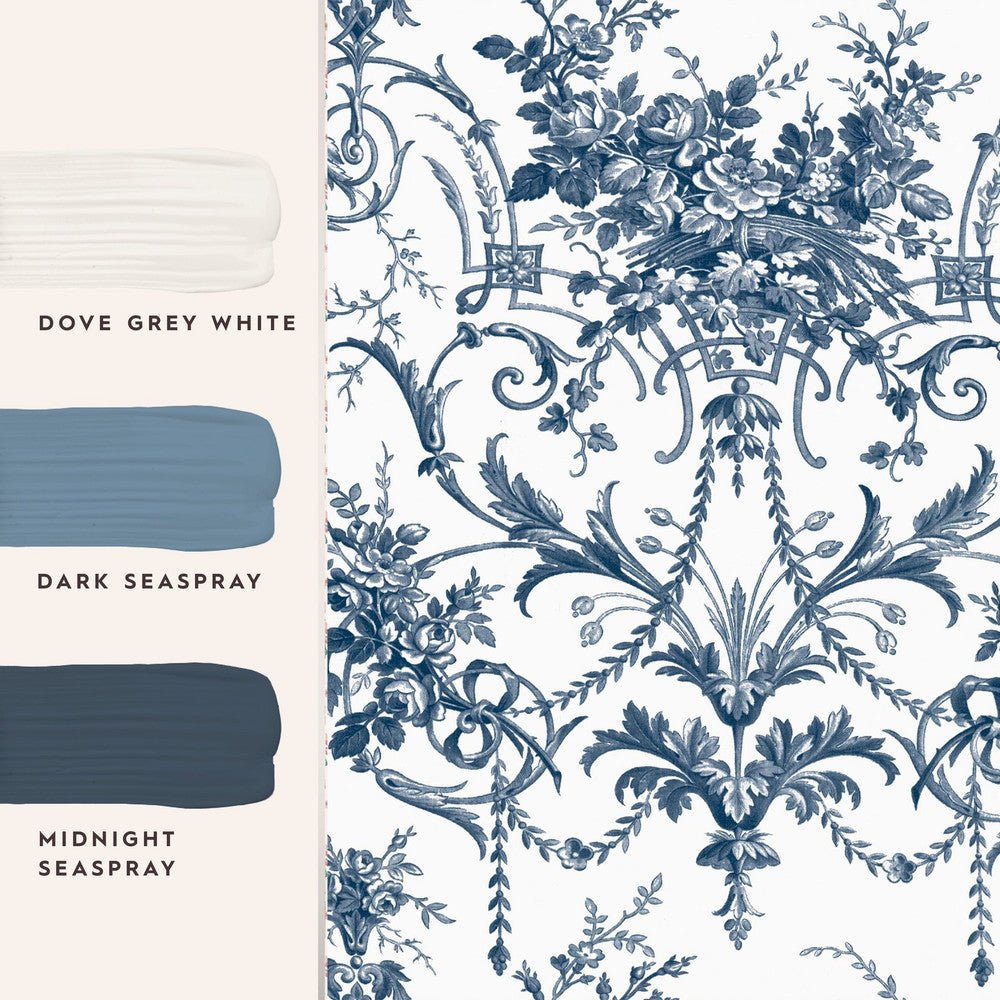 Tuileries Wallpaper - Midnight Blue - Laura Ashley - 122767 - Premier Wallcovering