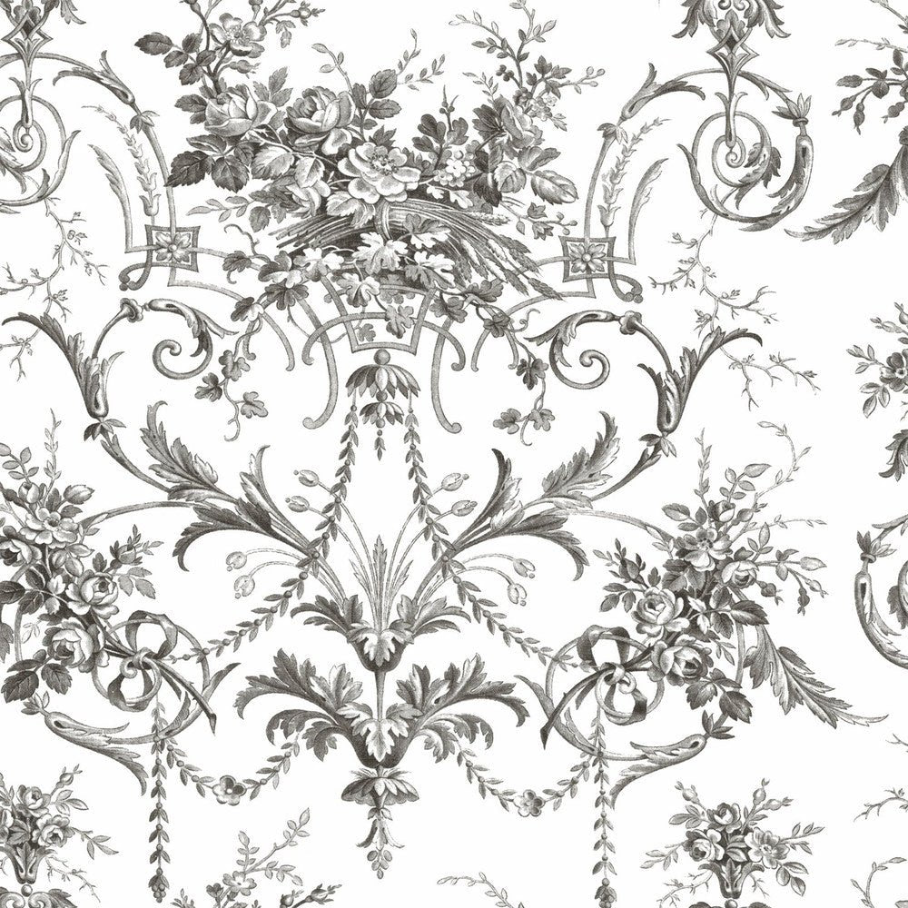 Tuileries Wallpaper - Charcoal Grey - Laura Ashley - 122768 - Premier Wallcovering
