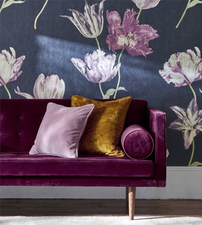 Tulipomania Wallpaper - Ink - DGLW216667 - Sanderson - Premier Wallcovering