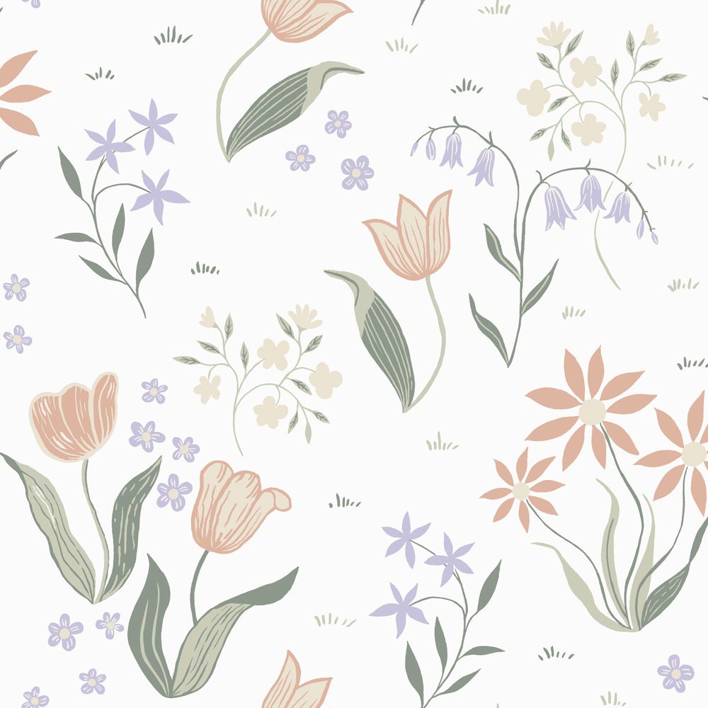 Tulpandans Wallpaper - White - Midbec - 12316 - Premier Wallcovering