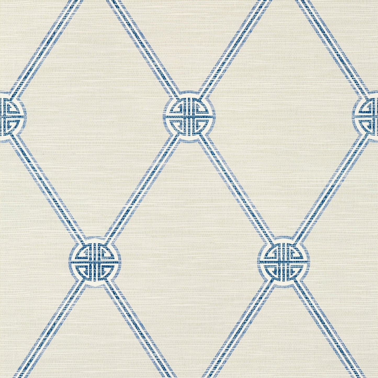 Turnberry Trellis Wallpaper - Beige & Blue - Thibaut - T13351 - Premier Wallcovering