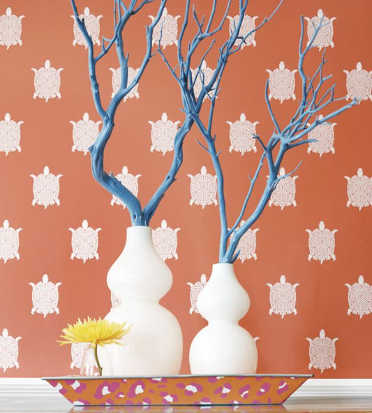 Turtle Bay Wallpaper - Coral - Thibaut - T5769 - Premier Wallcovering