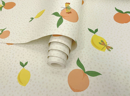 Tutti Fruity Wallpaper - Cream/Orange - Holden Décor - 13270 - Premier Wallcovering