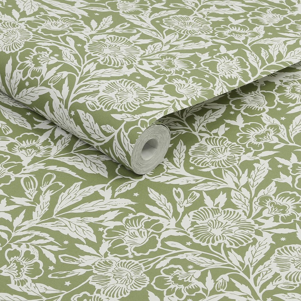 Twilight Ditsy Wallpaper - Green - Joules - 120888 - Premier Wallcovering