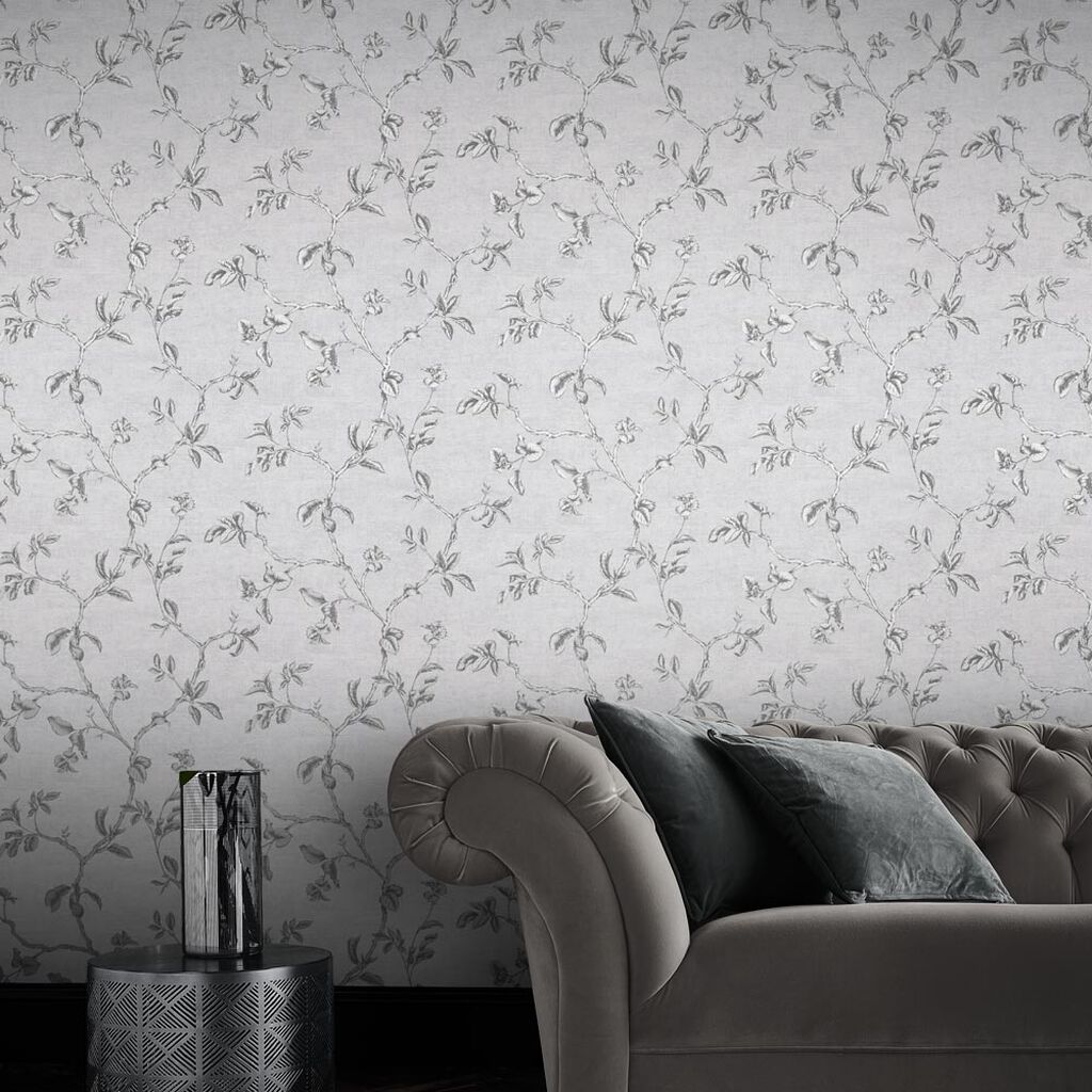 Twining Wallpaper - Silver - Graham & Brown - 105671 - Premier Wallcovering
