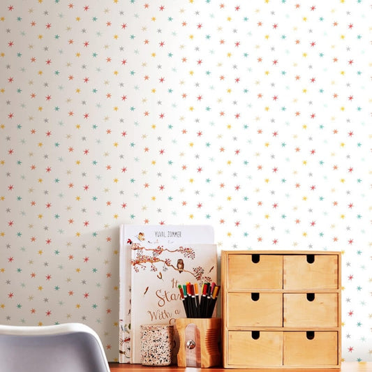 Twinkle Stars Wallpaper - Ginger/Denim - Hoopla Walls - HWA1321W - Premier Wallcovering
