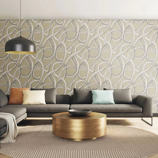 Twisted Geo Wallpaper - Stone - Ohpopsi - LBK50117W - Premier Wallcovering