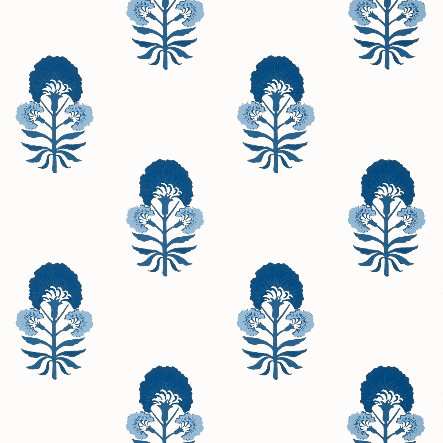 Tybee Bud Wallpaper - Blue & White - Thibaut - T16217 - Premier Wallcovering