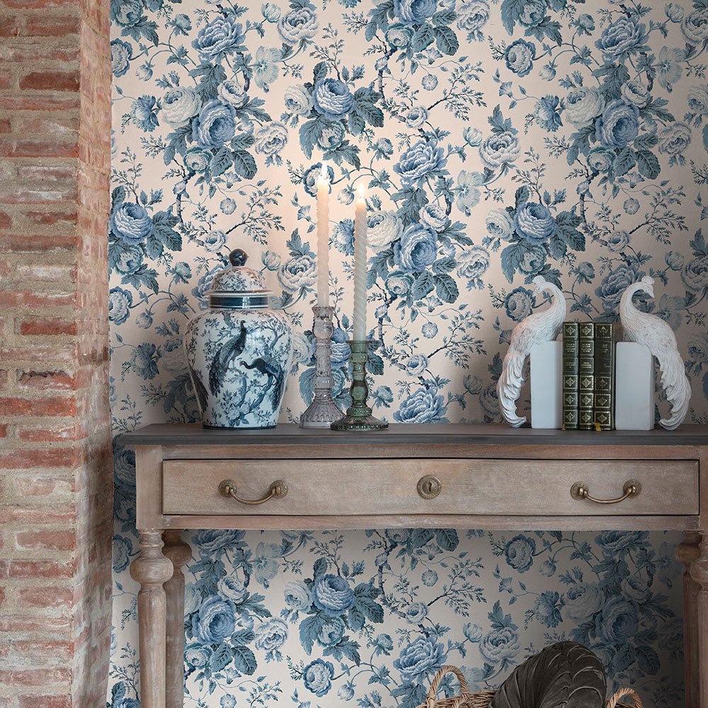 Uffington Roses Wallpaper - Dark Seaspray - Laura Ashley - 140324 - Premier Wallcovering