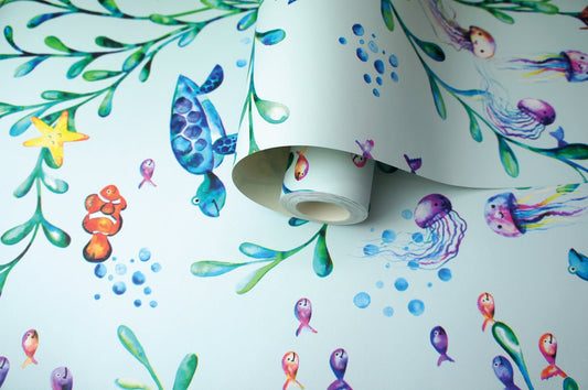 Under the Sea Wallpaper - Light Teal - Holden Décor - 90941 - Premier Wallcovering