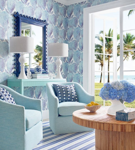 Under The Sea Wallpaper - Turquoise & Plum - Thibaut - T15823 - Premier Wallcovering