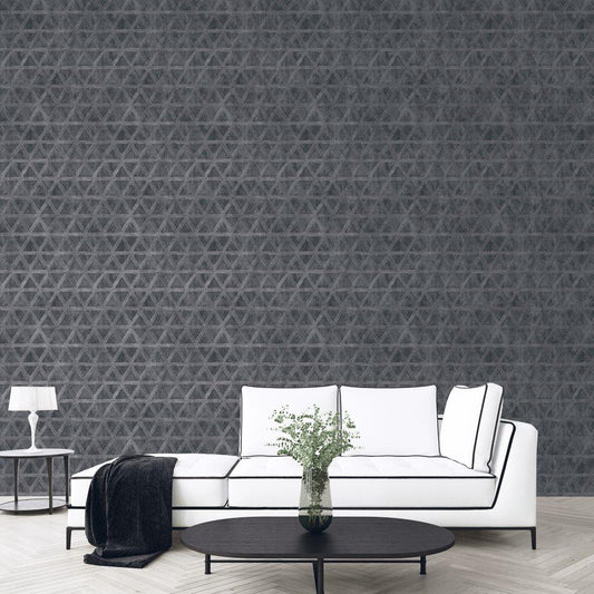 Utopia Tri Prism Wallpaper - Black - Galerie - G68010 - Premier Wallcovering