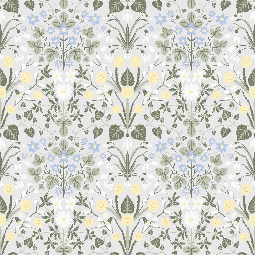 Vårblommor Wallpaper - Light Gray - Midbec - 12318 - Premier Wallcovering