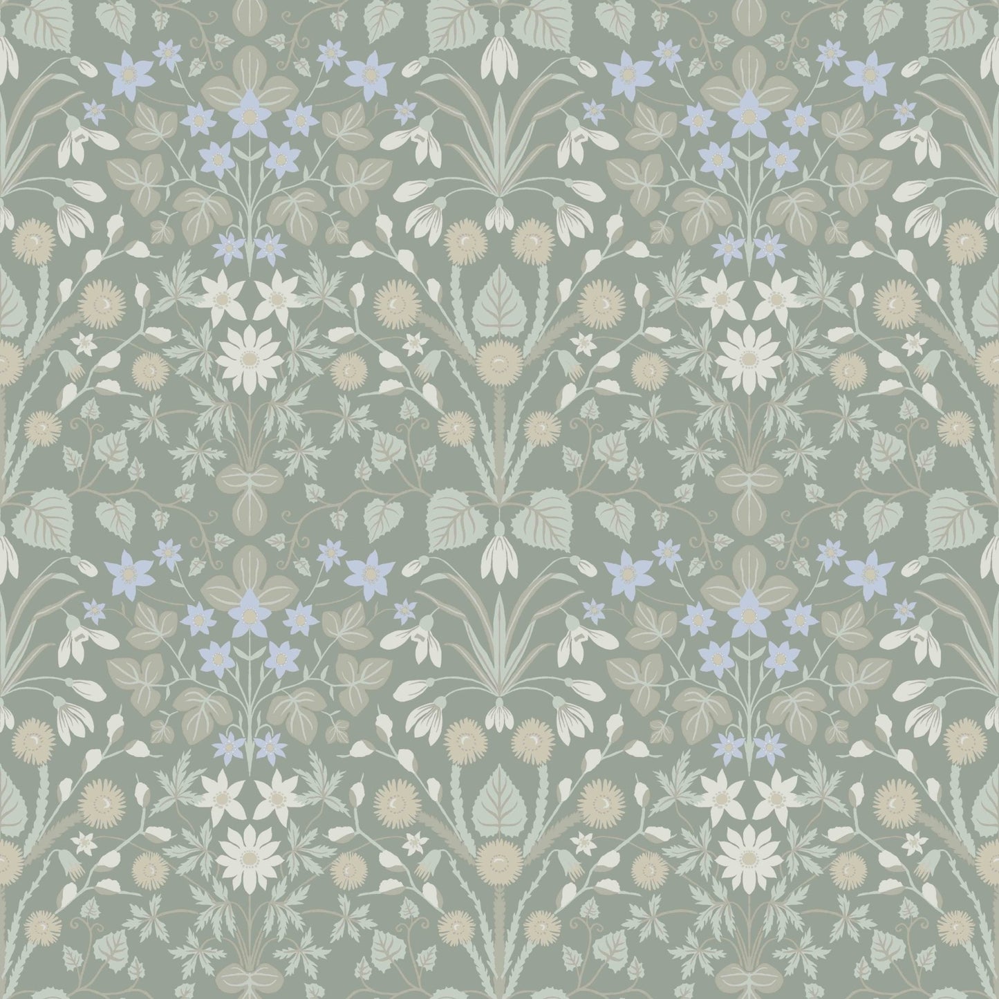 Vårblommor Wallpaper - Blue - Midbec - 12320 - Premier Wallcovering