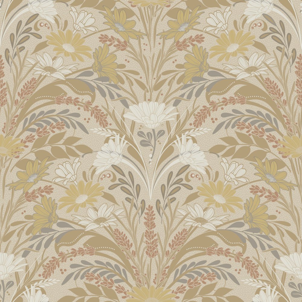 Värmdö Wallpaper - Beige & Yellow - Midbec - 24118 - Premier Wallcovering