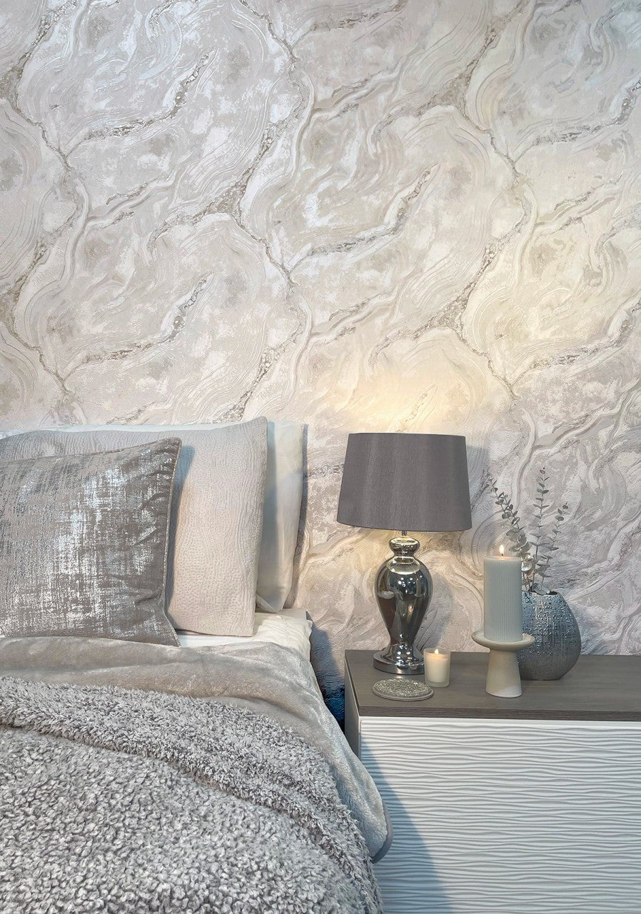 Vasari Marble Wallpaper - Grey - Rasch - 529463 - Premier Wallcovering