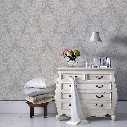 Venetian Damask Wallpaper - Grey - Superfresco Easy - 33 - 373 - Premier Wallcovering