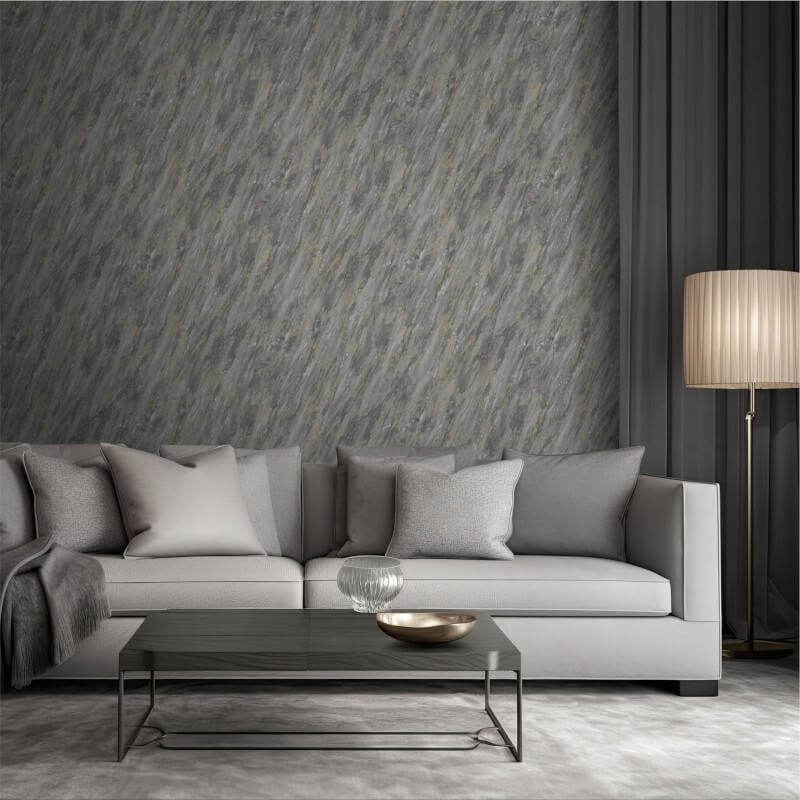 Venezia Marble Metallic Wallpaper - Dark Grey - Muriva - M66319 - Premier Wallcovering
