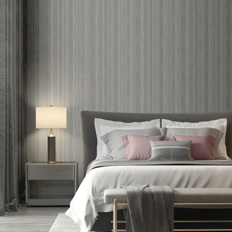 Venezia Stripe Metallic Wallpaper - Grey - Muriva - M66519 - Premier Wallcovering