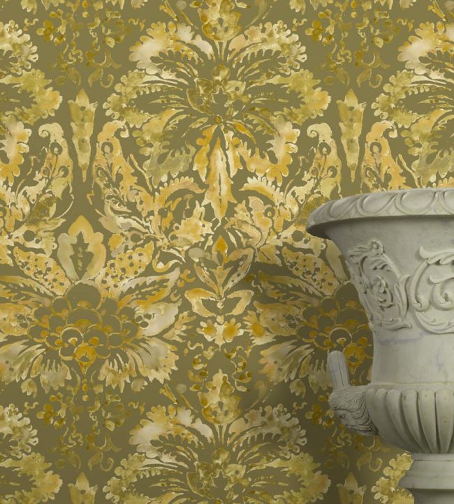 Venezia Wallpaper - Olive - Madeaux - W2800 - 06 - Premier Wallcovering